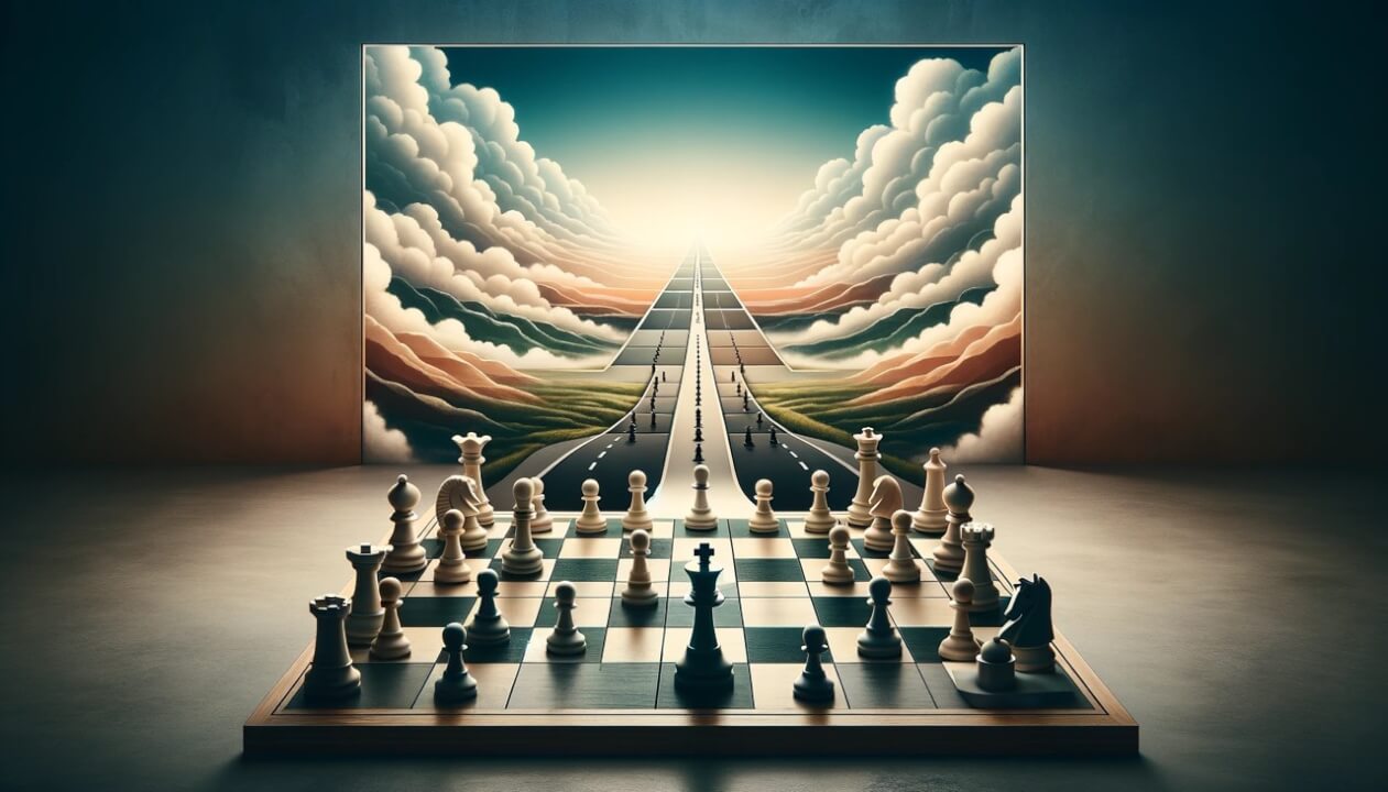 Introduction to the "Power Play Perspectives": Navigating the Chessboard of Life, beautifully encapsulating the essence of strategic life navigation through the metaphor of a chess game.